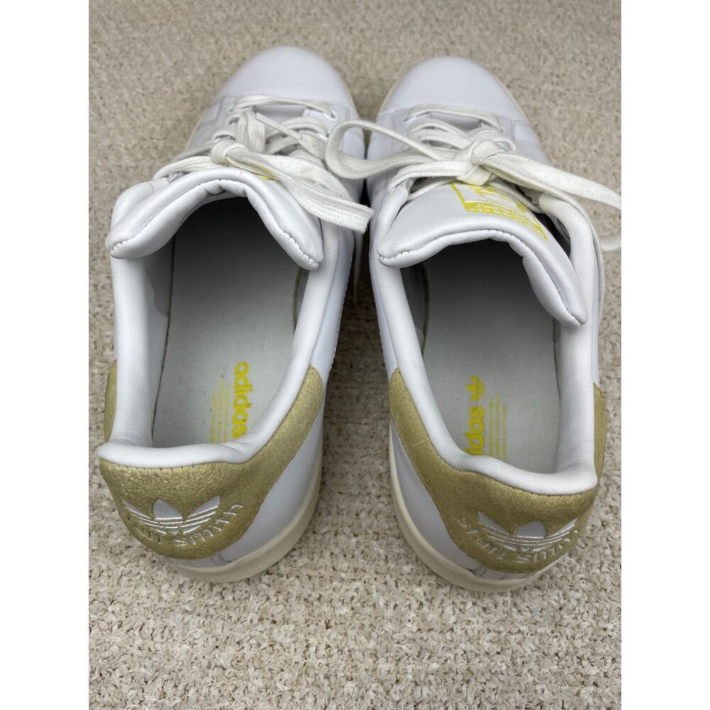 ADIDAS Stan Smith Womens 10 Sneakers Leather Suede Cloud White Yellow - Picture 9 of 10